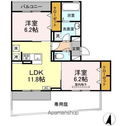 グランフォルト高砂(2LDK/1階)の間取り写真