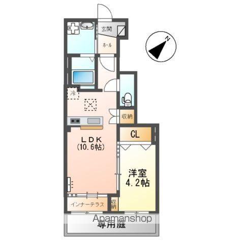 ベルメゾン矢取(1LDK/1階)の間取り写真
