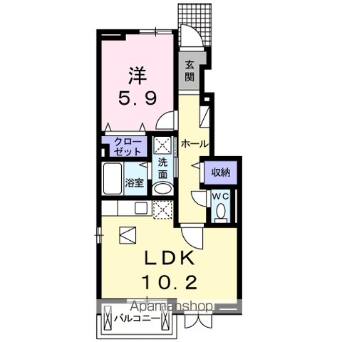 ヴィラクロエⅢ(1LDK/1階)の間取り写真