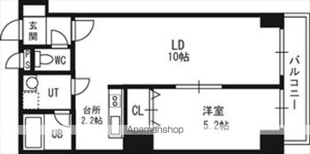 エステラ南3条館A棟(1LDK/4階)の間取り写真