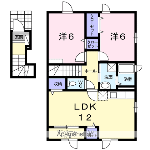 グレイスフルⅡ(2LDK/2階)の間取り写真