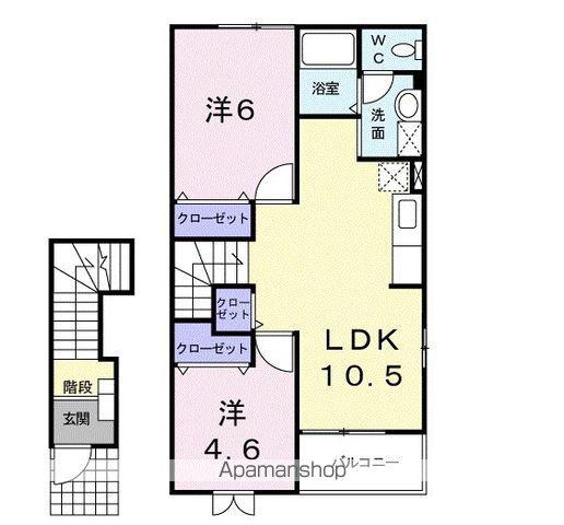 ラフレシールⅠ(2LDK/2階)の間取り写真