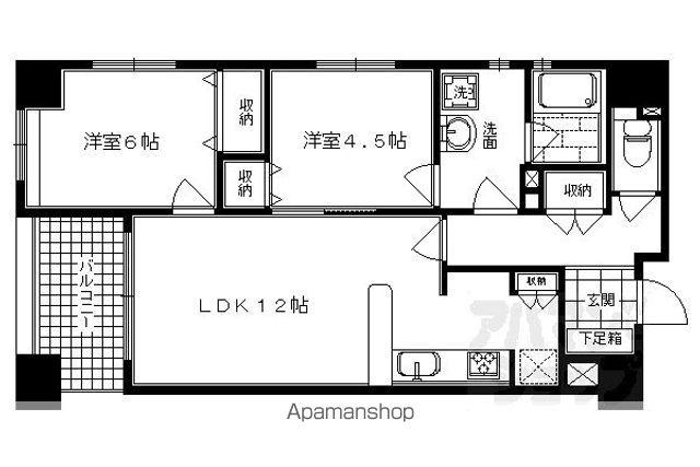エルシア四条麩屋町(2LDK/2階)の間取り写真