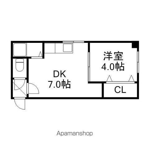 エーエムエスⅠ(1DK/3階)の間取り写真