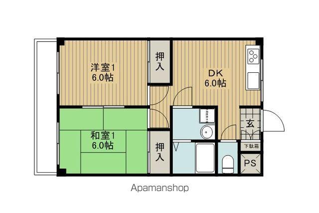 ビューハイツ中大塩(2DK/1階)の間取り写真