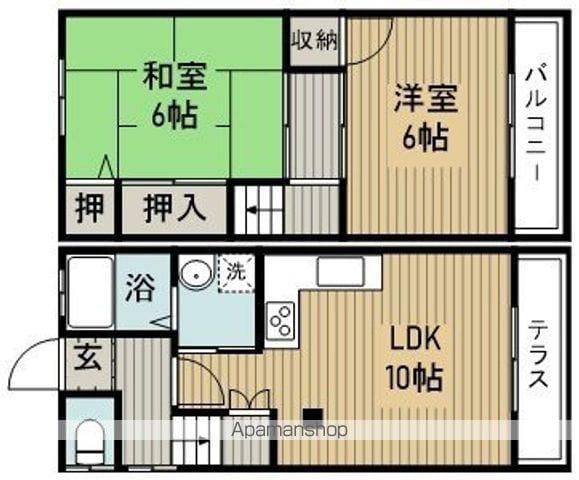 阪急電鉄箕面線 桜井駅(大阪) 徒歩3分 2階建 築55年(2LDK)の間取り写真