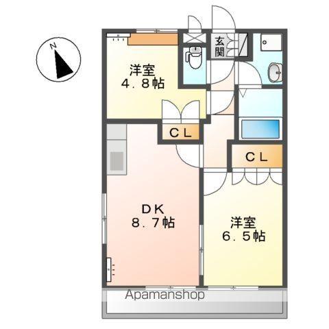 BEAMING Ⅱ(2DK/2階)の間取り写真