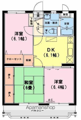ユーミーいちまるⅡ(3DK/3階)の間取り写真