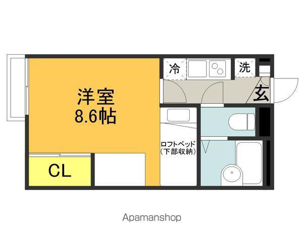 レオパレス稲荷町(1K/1階)の間取り写真