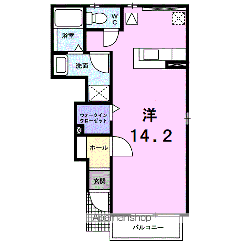 サンリットA(ワンルーム/1階)の間取り写真