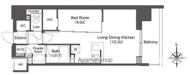 コンフォリア東新宿(1LDK/10階)の間取り写真