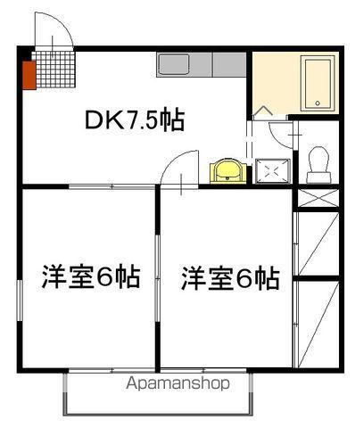 ロックヒルⅡ(2DK/2階)の間取り写真