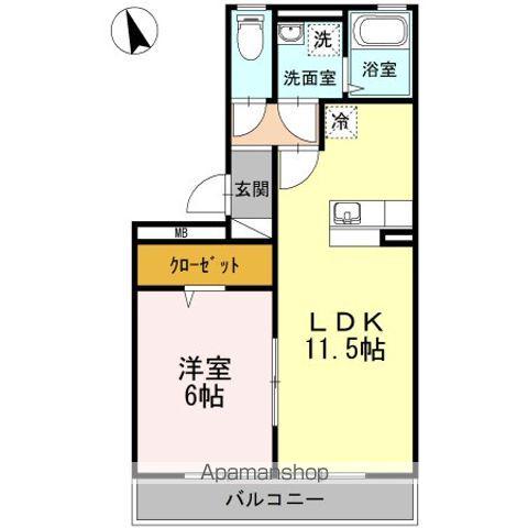 リーベ A棟(1LDK/2階)の間取り写真