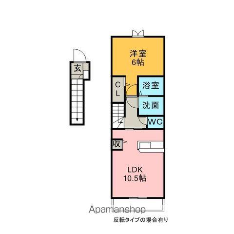 アンジェラⅠ(1LDK/2階)の間取り写真