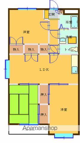上福元ハイツ奥(3LDK/2階)の間取り写真