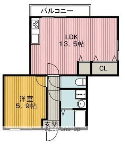 ヴォーン千里園(1LDK/2階)の間取り写真