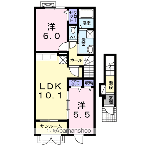 グラン・シャトレー Ⅴ(2LDK/2階)の間取り写真