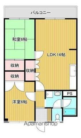 パープルハイツ安部(2LDK/3階)の間取り写真