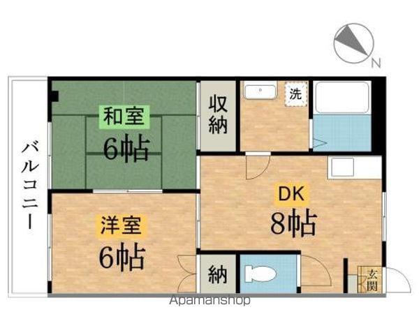 シルクハウス上野町(2DK/3階)の間取り写真