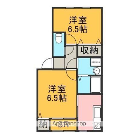 トワイライト扇が丘(2K/1階)の間取り写真