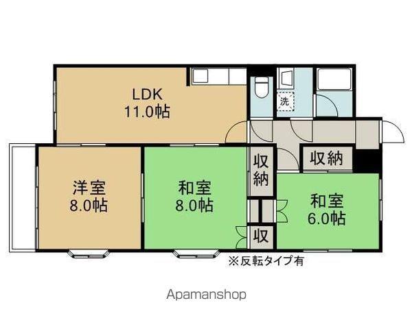 カサ・リベラーナA(3LDK/2階)の間取り写真