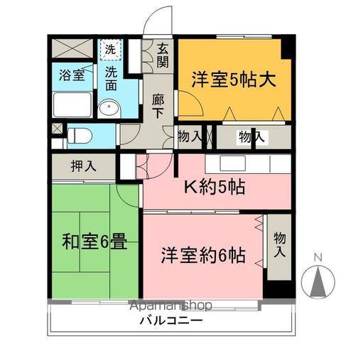 エルドール入間(3K/6階)の間取り写真