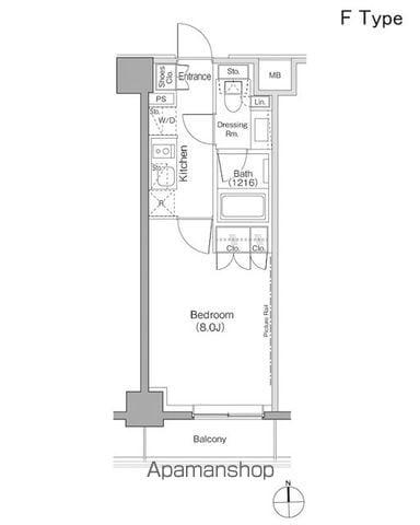 ザ・パークハビオ上野御徒町(1K/2階)の間取り写真