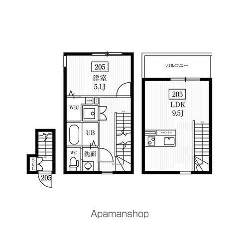 ミハス幡ヶ谷(1LDK/2階)の間取り写真