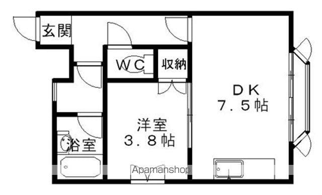 カームハウス(1DK/2階)の間取り写真