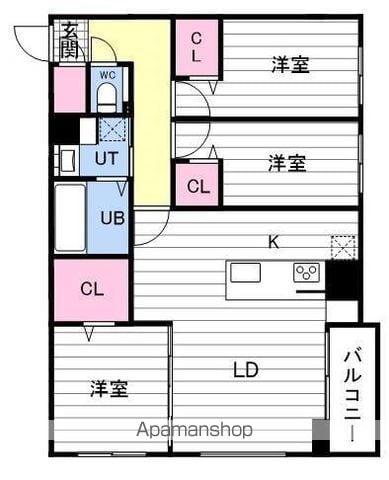 CARRERA平岸2ND(3LDK/2階)の間取り写真