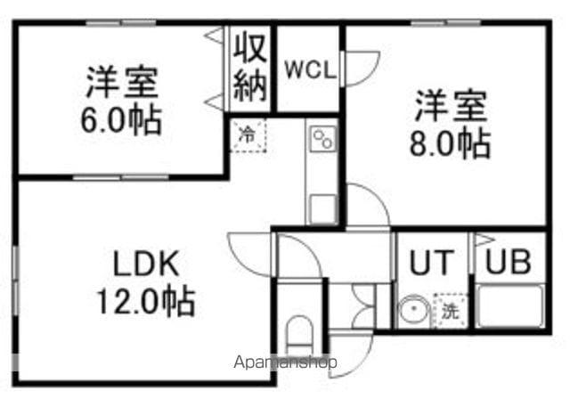 グラヴィータ川北(2LDK/3階)の間取り写真