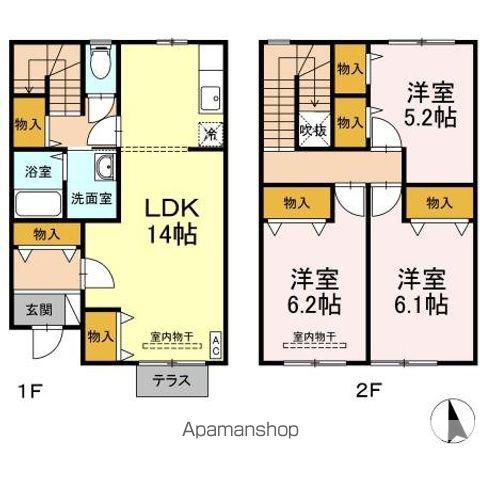 リースランド千峯坦　Ｂ(3LDK)の間取り写真