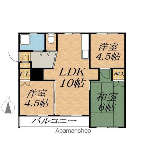 マンション五嶋(3LDK/1階)の間取り写真