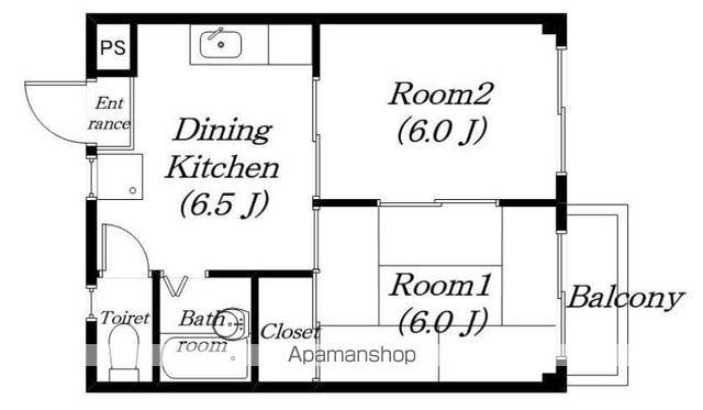 ミヤハイツ林田(2DK/2階)の間取り写真