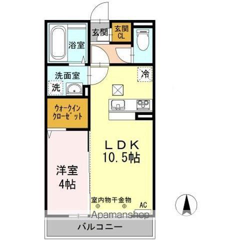 グランシャリオ A棟(1LDK/1階)の間取り写真
