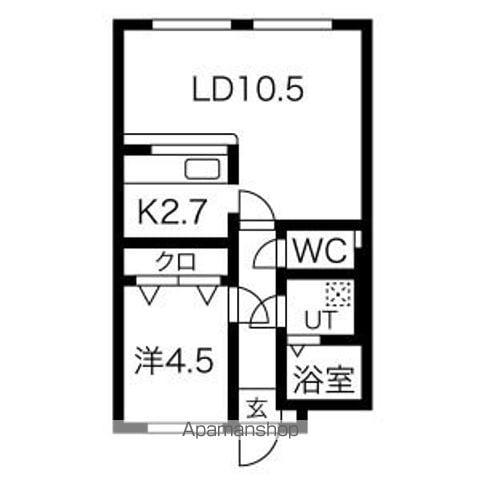 サンデンハイツ(1LDK/6階)の間取り写真