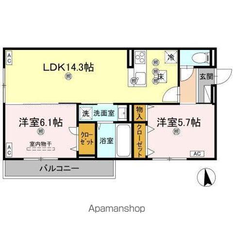 セレノアールA(2LDK/1階)の間取り写真