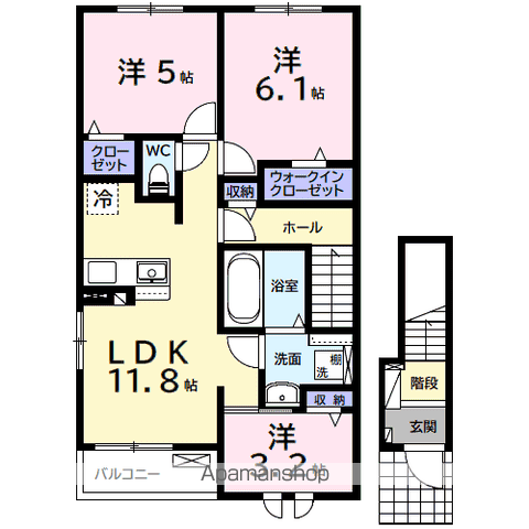 ラポールⅣ(3LDK/2階)の間取り写真