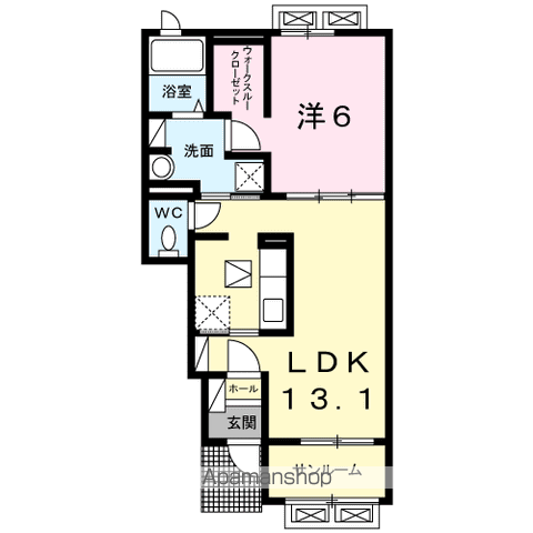 グリーンパークⅡ(1LDK/1階)の間取り写真