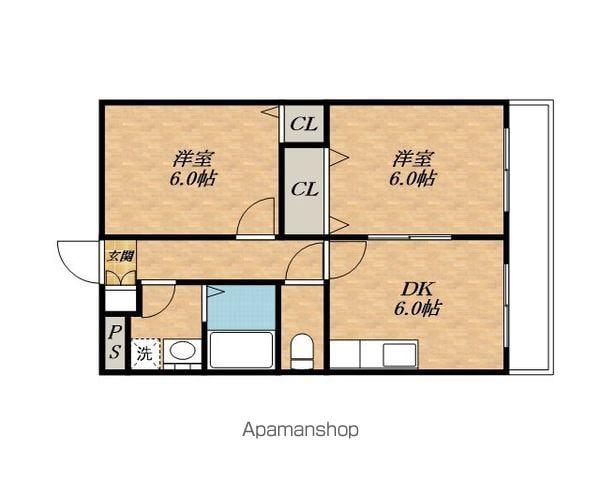 グランジュールⅠ(2DK/3階)の間取り写真