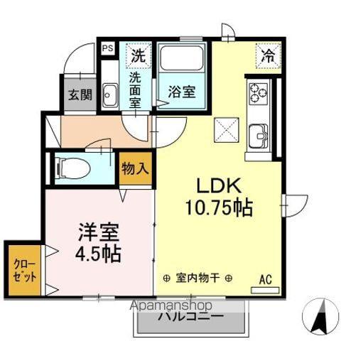 ストーク北野(1LDK/1階)の間取り写真