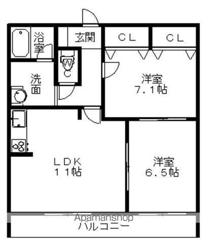 ドルシス1(2LDK/3階)の間取り写真