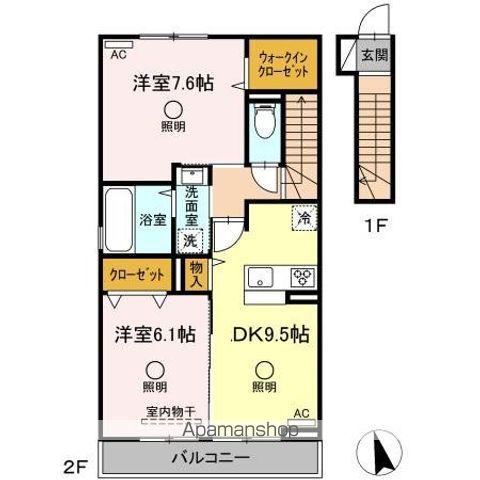 アテリア参番館(2DK/2階)の間取り写真