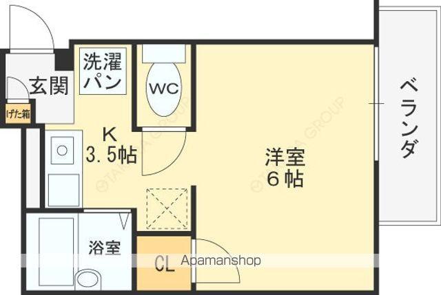 ガリューコート菱屋西(1K/2階)の間取り写真
