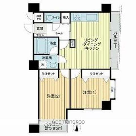 ライオンズマンション都立家政(2LDK/4階)の間取り写真