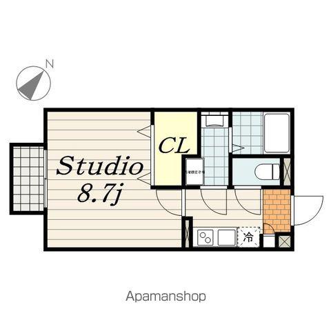 アムールピジョン(1K/2階)の間取り写真