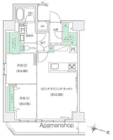 STANDZ板橋本町(2LDK/9階)の間取り写真