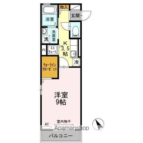 D-ROOM川内川前丁(1K/3階)の間取り写真