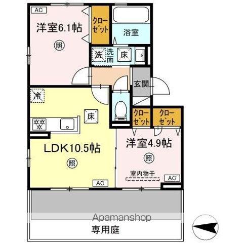 D-ROOM八王寺町(2LDK/1階)の間取り写真