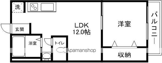 ヤマブハイツ(1LDK/4階)の間取り写真